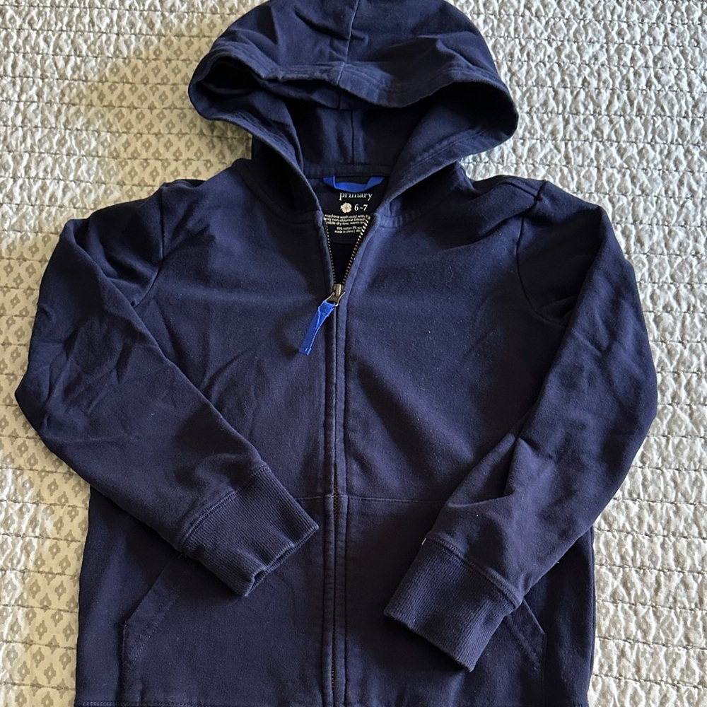 Primary Navy Kids Zip-Up Hoodie